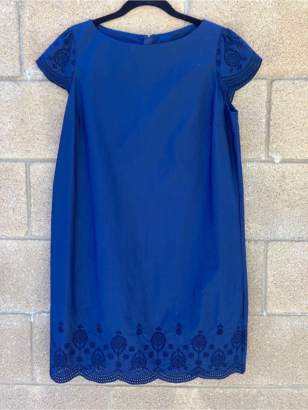 Uniqlo Navy Eyelet Detail Mini Shift Dress